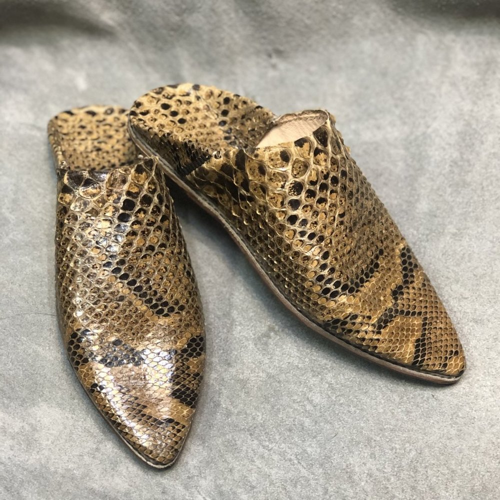 Babouche for Women, Snakeskin babouche with Comfor